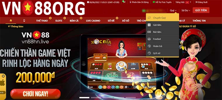 Hướng dẫn chuyển quỹ tại nhà cái VN88